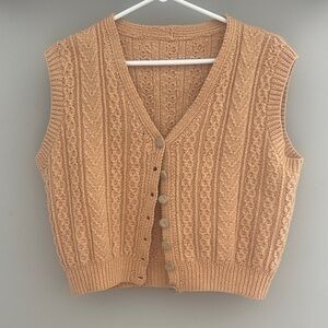 Tan Knitted Button-Up Vest